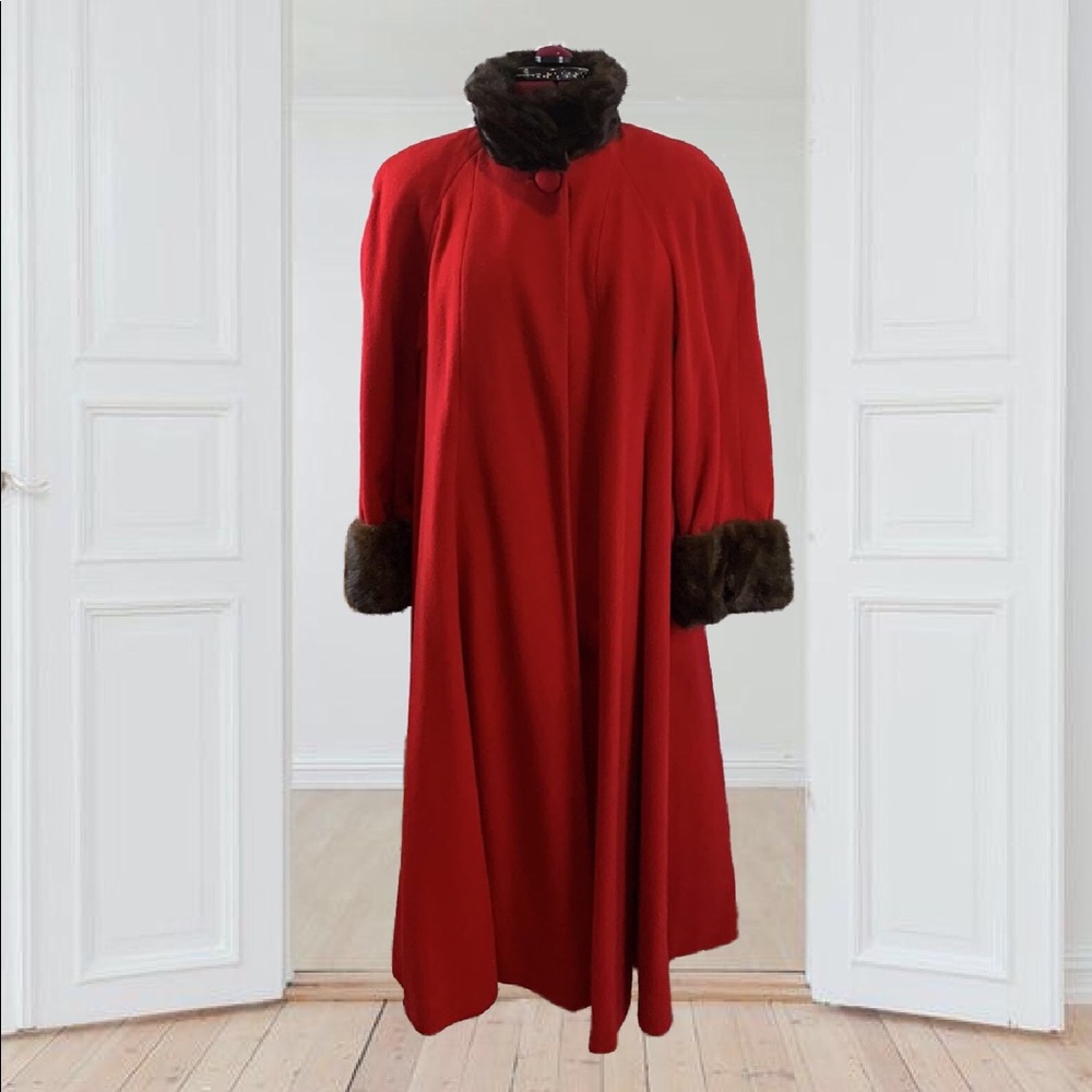 Marvin Richards Vintage Full Length Mink Fur Trim Coat